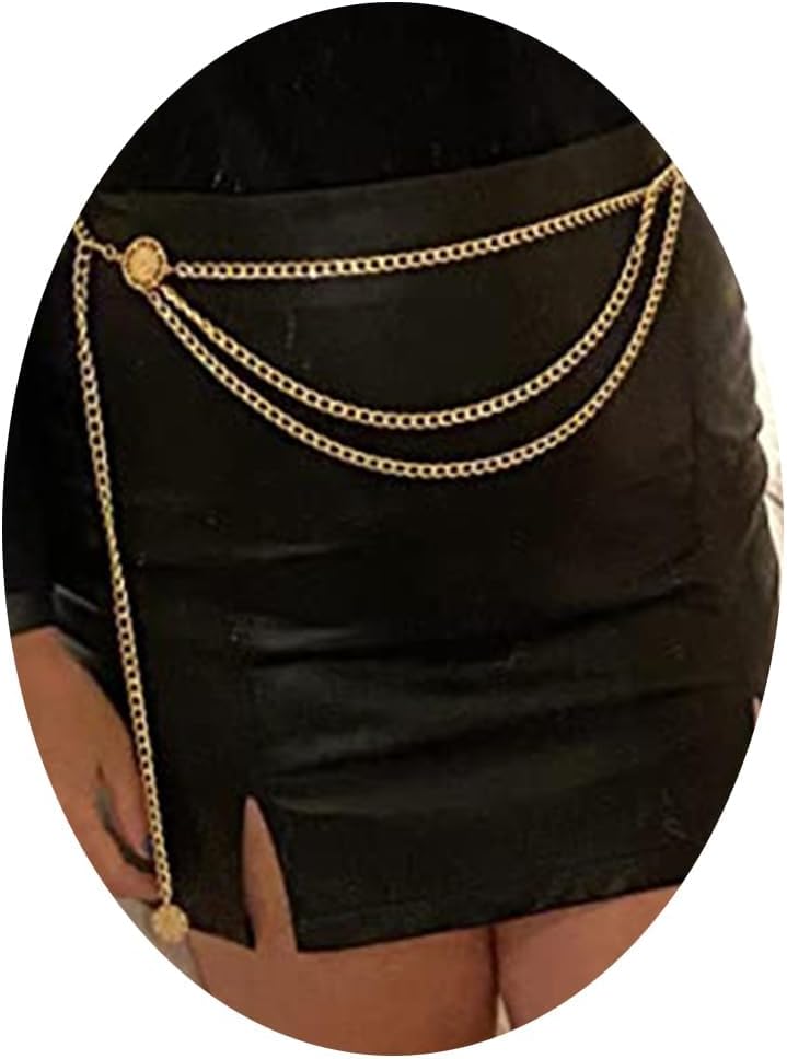 MODRSA Chain Belt Chain Silver Chain Belt Gold Chain Belt with Chain Sunflower Butterfly Waist Chain Belt Plus Size Long - Image 1